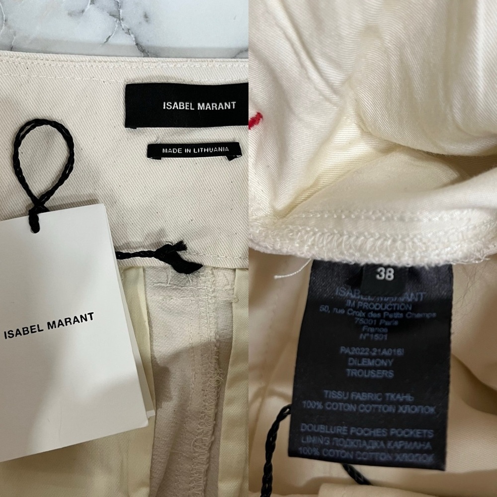 Isabel Marant Pants Creamy White (Ecru) Dilemony Denim Trousers 38 U.S Size 6 - Picture 13 of 16